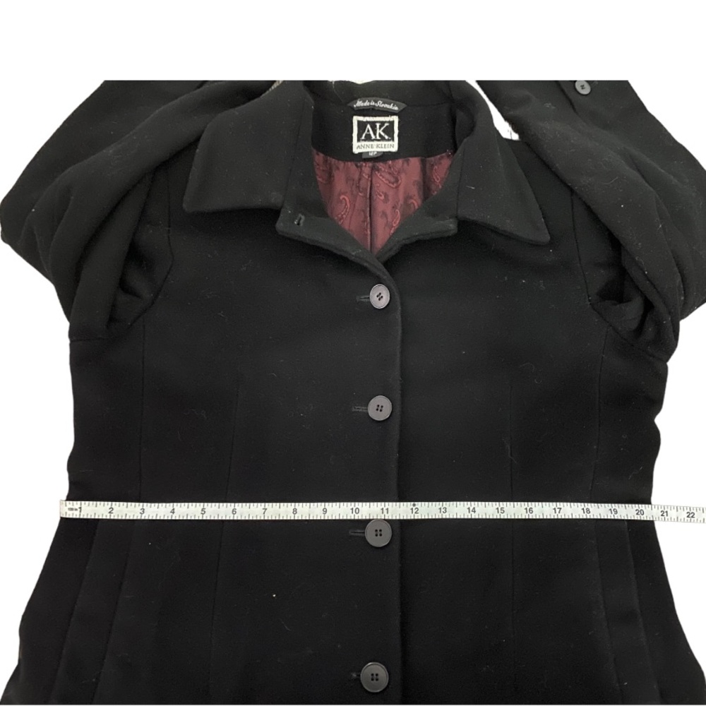 Anne Klein Black Single Breasted Wool Coat 12P - Picture 7 of 12